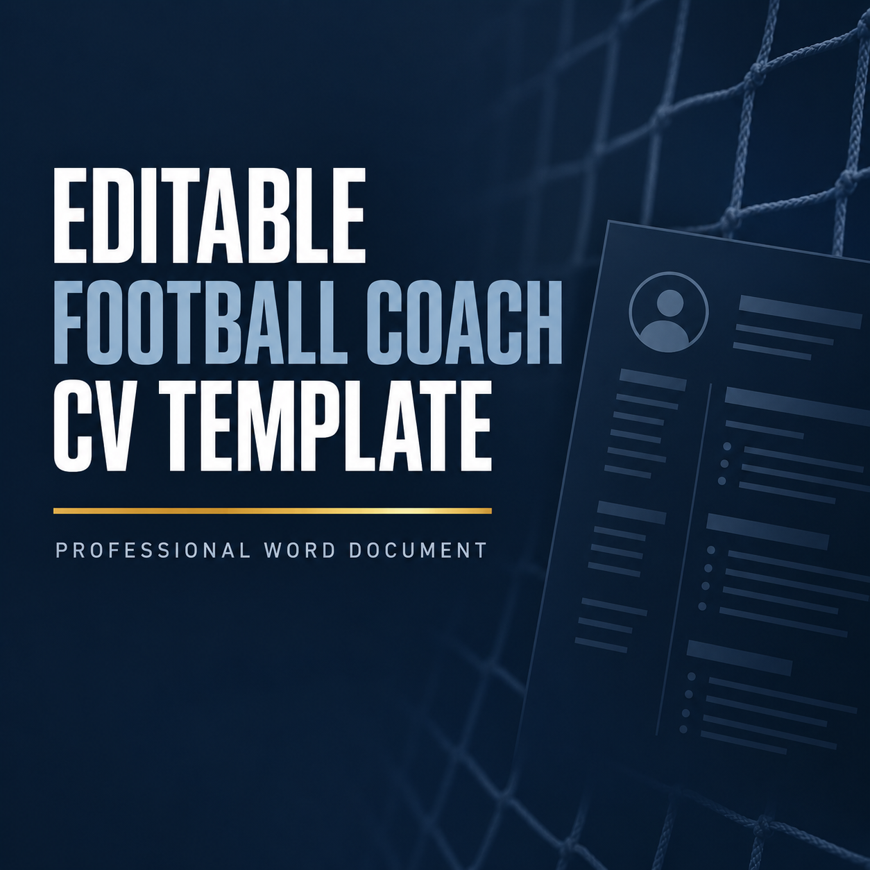 Editable Football Coach CV Template